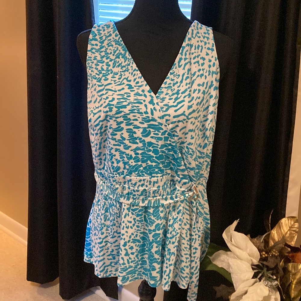 Blue Leopard Print Women's Top